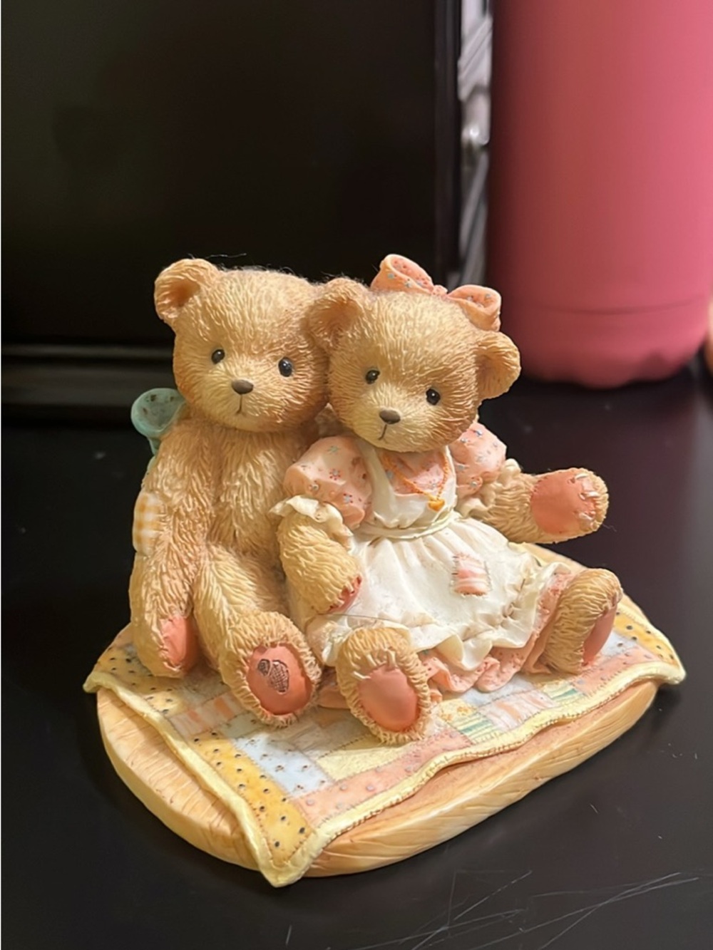 Cherished Teddies Twin Bear Figurine - Pink and Cream